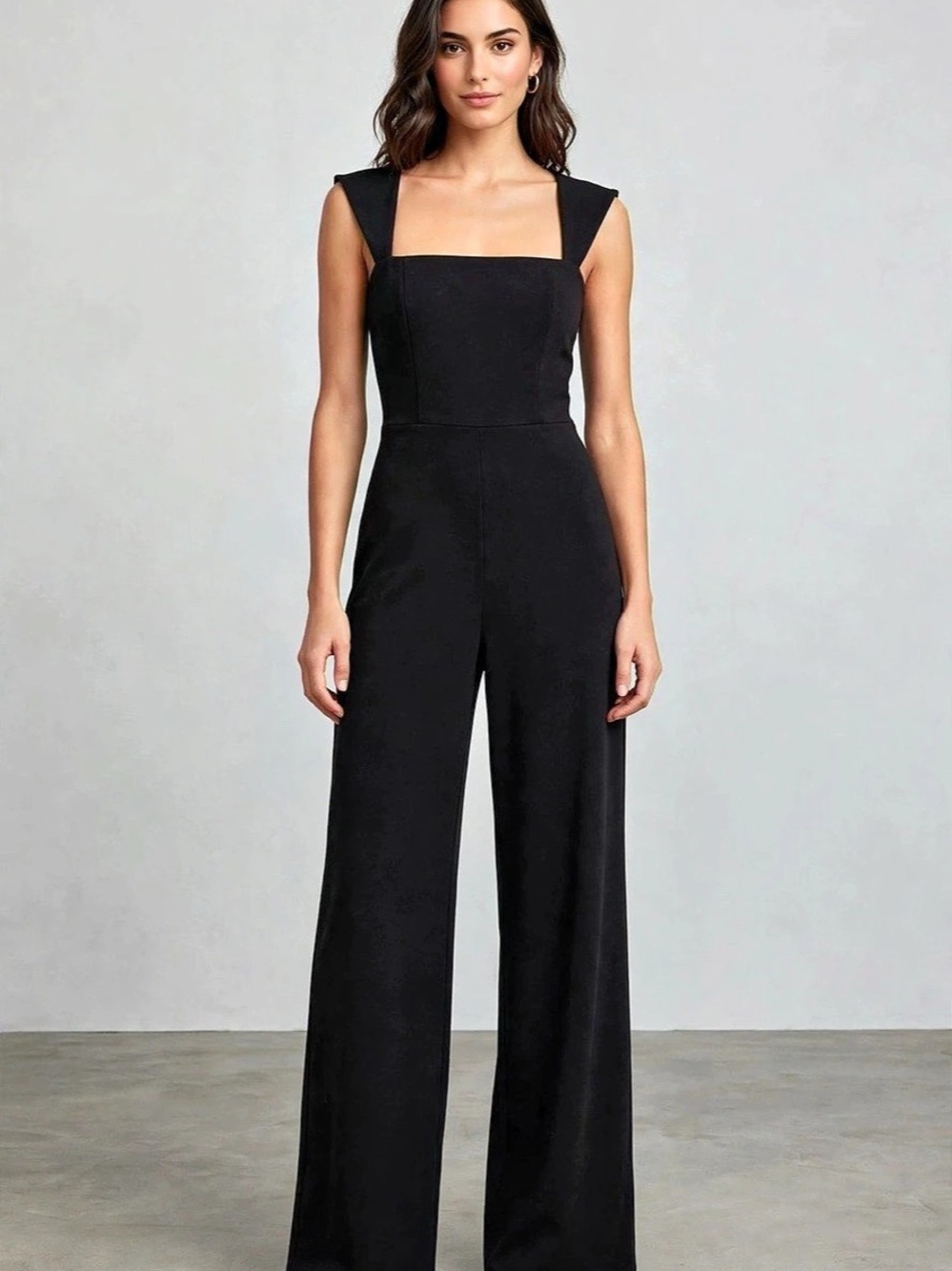 Lulus Impressive Moment Black Square Neck Wide-Leg Jumpsuit Wide-Leg Jumpsuit
